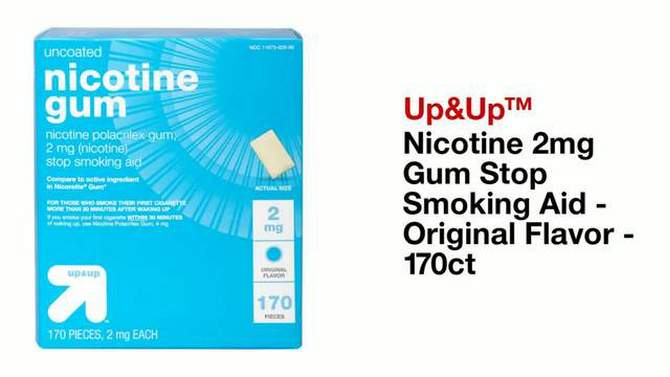 Nicotine 2mg Gum Stop Smoking Aid - Original Flavor - up & up™, 2 of 12, play video