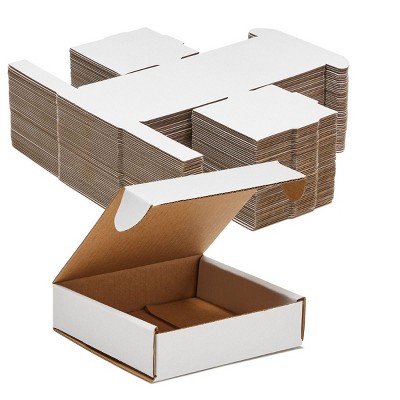 Stockroom Plus 50 Pack White Corrugated Boxes for Shipping and Packaging (4 x 4 x 1 In)
