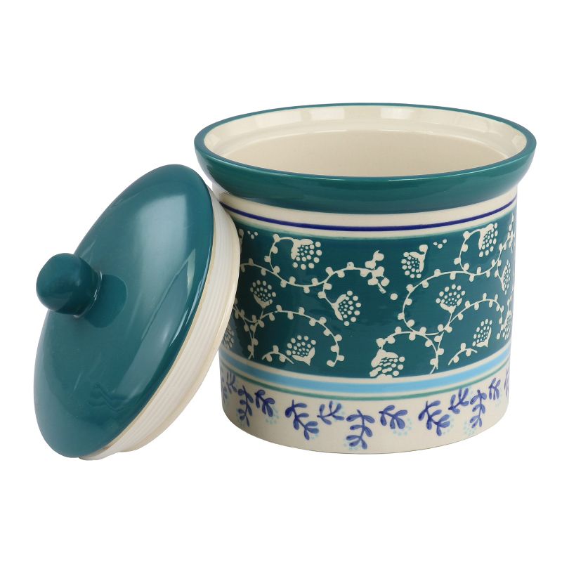 Gibson Home Village Vines 1.2 Quart Stoneware Canister With Airtight Lid in Blue Floral, 2 of 6