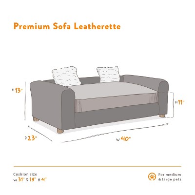 Espresso Extra Large Faux Leather Dog Sofa with Wood Frame