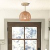 Maxax 7.8" Black Rattan Globe Flush Mount Ceiling Light, 1-Light Dimmable Boho Fixture for Bedroom/Entryway - 2 of 4