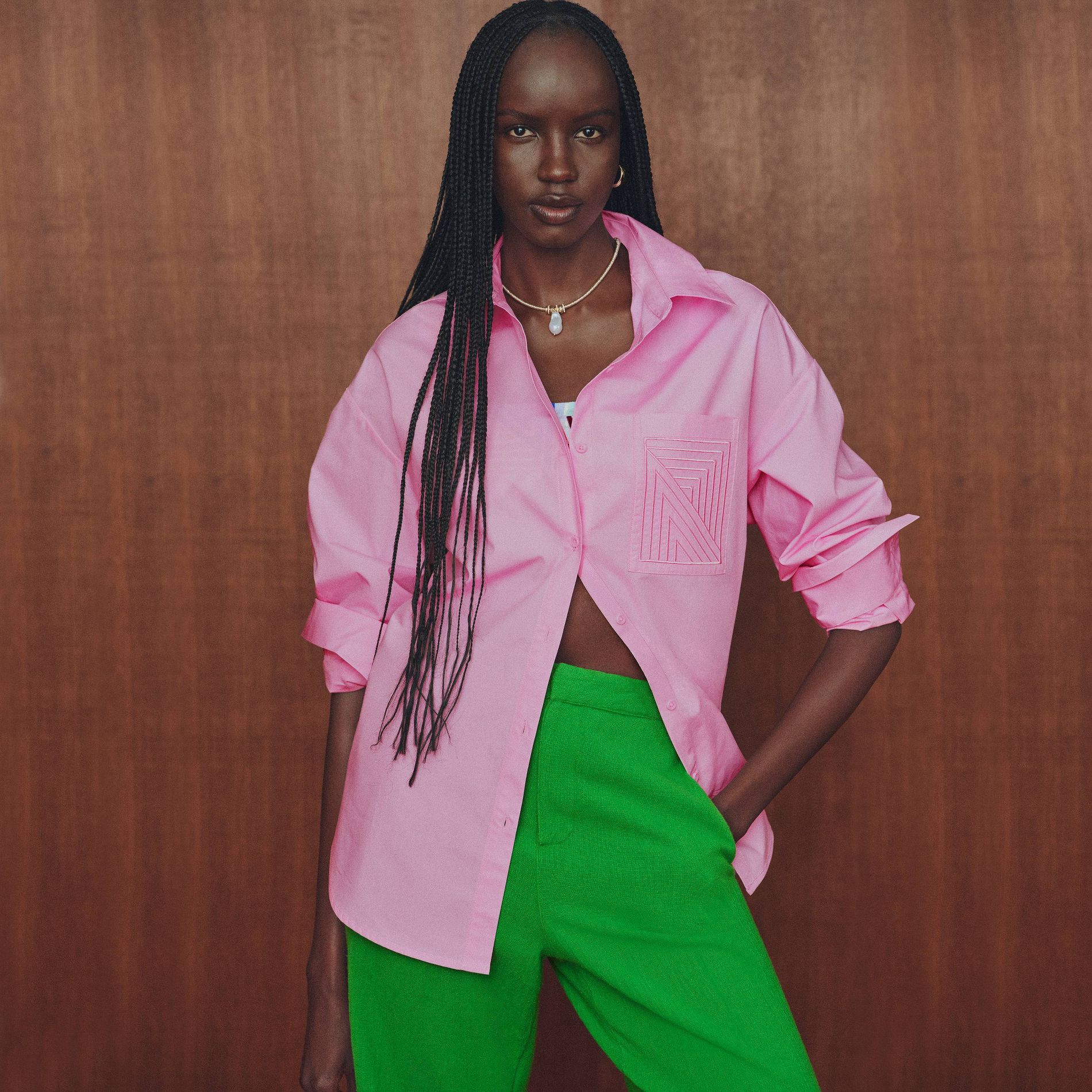 Women's Long Sleeve Oversized Poplin Button-Down Shirt - Rosie Assoulin x Target Pink