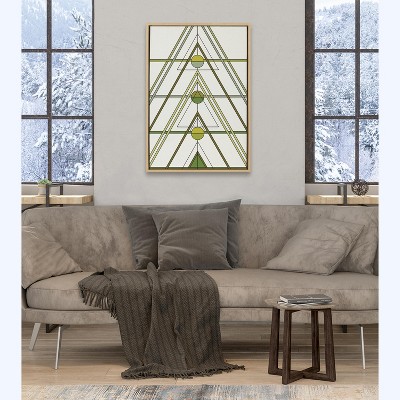 Mid Century Modern Geometric Tree Framed Canvas Art