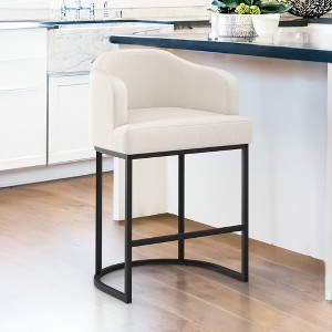 Arceso 1pc Counter Height Bar Stools, Modern Counter Stools Upholstered Barstools, with Curved Backrest and Arms - 1 of 4