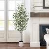 MaseiKar Olive Tree Artificial Indoor, 5ft Tall Silk Faux Olive Tree with White Planter, Artificial Plants with Natural Wood Trunk and Lifelike Fruits - 2 of 4