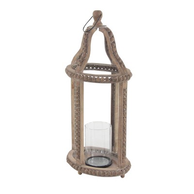 Rustic Farmhouse Reclaimed Wood Beaded Hanging Candle Lantern