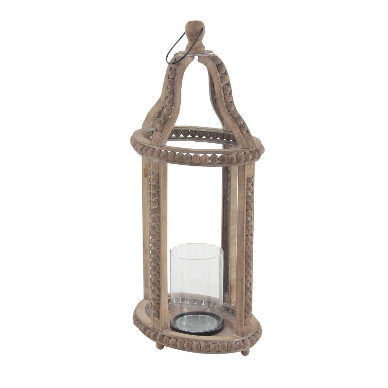 29&#34; x 13&#34; Rustic Glass/Wood Cage Style Candle Holder Brown - Olivia &#38; May, 5 of 8