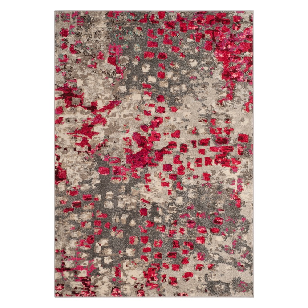 4'X5'7in Shapes Area Rug Gray/Fuchsia - Safavieh