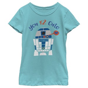 Girl's Star Wars Valentine's Day R2-D2 Too Cute T-Shirt - 1 of 3
