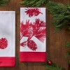 Patricia Heaton Home Cranberry Bordered Pinecone Dishtowel Set of 2 - 2 of 3