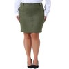 Agnes Orinda Women's Plus Size Faux Suede Side Buttons Bodycon Skirt - 2 of 4