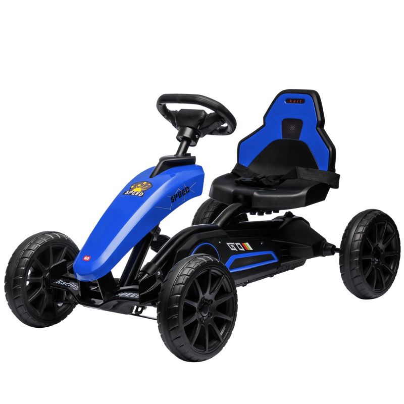 Aosom Kids Pedal Go Kart, Outdoor Ride on Toys w/ Adjustable Seat, Swing Axle, Handbrake, Shock-Absorbing Wheels, for Aged 3-8 Years Old, Blue, 4 of 7