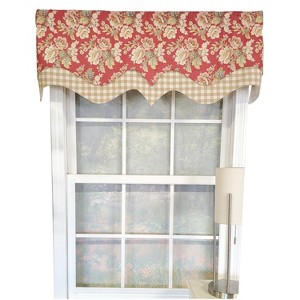 RLF Home 3" Rod Pocket High Quality Fabric Basili D-Regal Valance for Windows 50" x 17" Red - 1 of 4