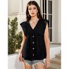 Women's Sleeveless Ruffle V-Neck Blouse - Button-Front Peplum Top with Flowy Fit - 4 of 4
