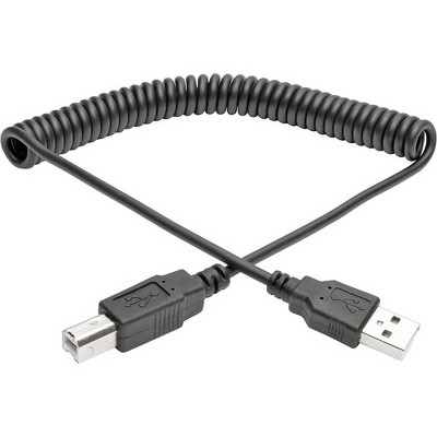 Tripp Lite 6ft Hi-Speed USB 2.0 to USB B Cable Coiled USB A-B M/M 6' - USB for Scanner, Notebook, Printer - 60 MB/s - 6 ft - 1 x Type A Male USB