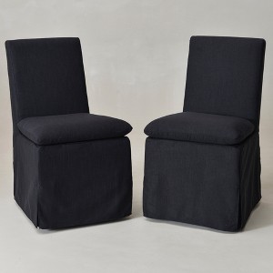 KINWELL Performance Fabric Slipcover Dining Chair Side Chair With Casters, Set of 2 - 1 of 4