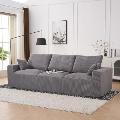 113" Modern U-Shaped Modular Sofa with Full Foam Cushions & Movable Ottoman for Living Room -3irtyhousy