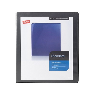 Staples Standard 1" 3-Ring View Binder Black (26431-CC) 82613