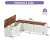 L-Shaped Storage Bench with Storage Wooden Storage Chest for Living Room Bedroom - 3 of 4