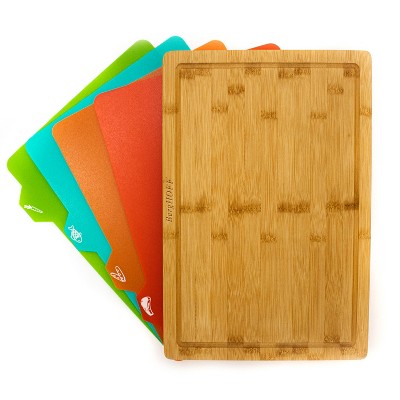 Bamboo Wood 5-Piece Microbe-Resistant Cutting Board Set