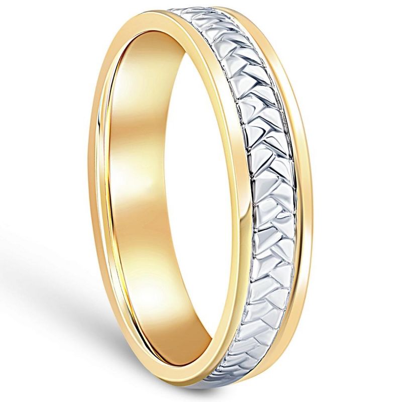 Pompeii3 Men's 14k Gold Two Tone Comfort Fit Braided Wedding Band, 3 of 5