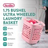 Sterilite Ultra Wheeled Laundry Basket, 1.7 Bushel with Handles, Pink, 4 Pack - 3 of 4