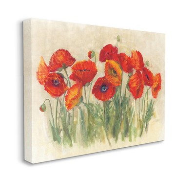 Stupell Industries Red Poppy Florals Soft Green Meadow Grass