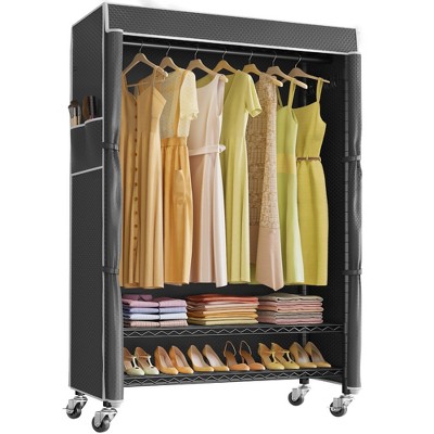 VIPEK R1C Rolling Clothes Rack with Cover Portable Freestanding Garment Rack, Black Rack with Cover