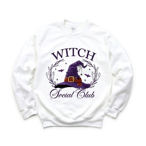 Simply Sage Market Women's Graphic Sweatshirt Witch Social Club Purple Hat - 1 of 4