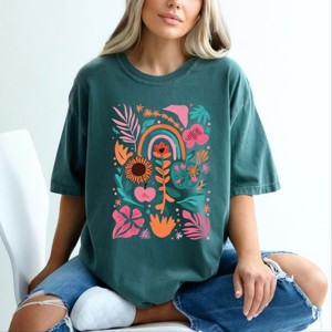 Simply Sage Market Boho Teacher Apple Floral Garment Dyed Tee - 1 of 4