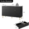 2025 New Modern 6 Drawer Dresser with Gold Handle, Wood Double Chest of Drawers and Storage Organizer for Living Room, Hallway, Entryway - 2 of 4