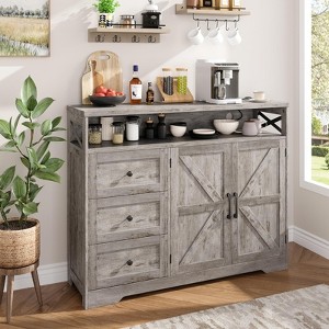 Farmhouse Buffet Cabinet with Drawers & Open Shelf, Sideboard with Storage - 1 of 4