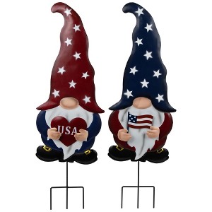 Northlight USA Patriotic Gnome Outdoor Garden Stakes - 27.5" - Set of 2 - 1 of 4
