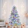Yukimo 6FT Pre-Lit Spruce Snow Flocked Christmas Tree, Artificial Hinged Xmas Tree, Holiday Office Home Décor - 3 of 4