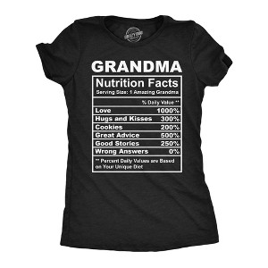 Womens Funny T Shirts Grandma Nutrition Facts Sarcastic Granny Graphic Novelty Tee For Ladies - Crazy Dog Women's T Shirt Gift for Grandma - 1 of 4