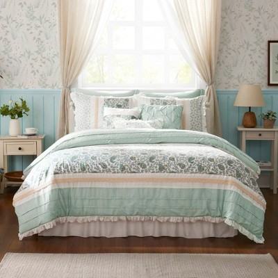 9 Pcs Paisley Print Percale Cotton Comforter Set, All Season Home Textile fits Elegant Bedroom Decor