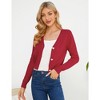 Women's Cropped Sweater Cardigan Long Sleeve V-Neck Sweater Rib Open Front Shrugs - 3 of 4