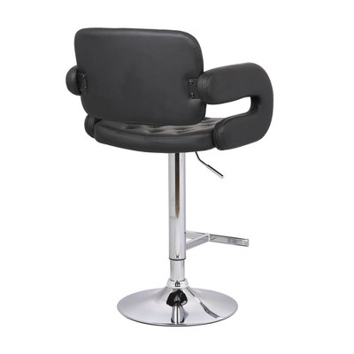Modern Leather Adjustable Button Tufted Barstool - AC Pacific