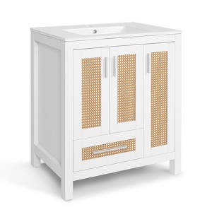 30 in. W x 18 in. D x 33 in. H Freestanding Bath Vanity in White without Sink - 1 of 4