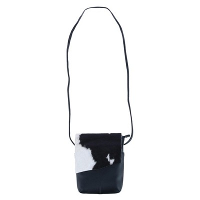 CTM Women's Western Leather Cow Print Crossbody Purse, Black — фото 3