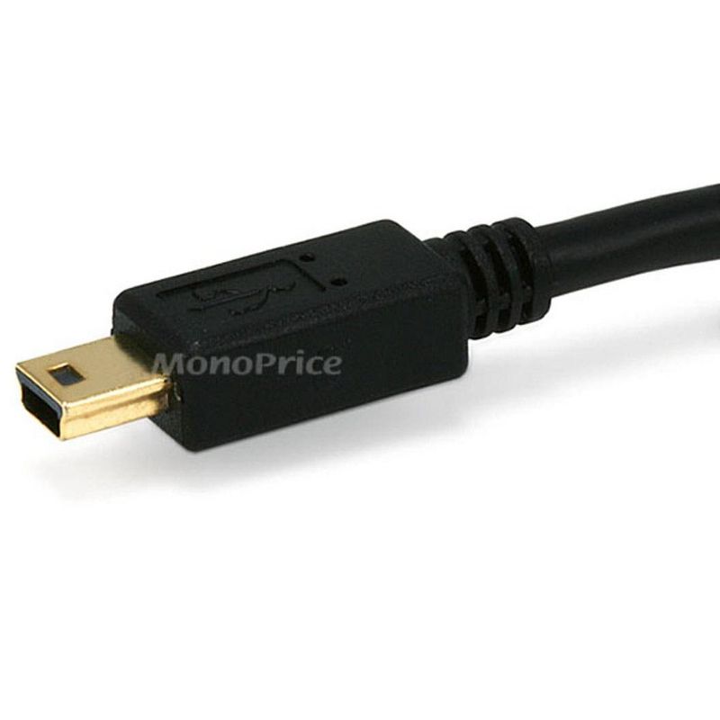 Monoprice USB 2.0 Cable - 10 Feet - Black | USB Type-A Male to USB Mini Type-B 5-Pin, 28/24AWG, Gold Plated For Digital Camera, Cell Phones, PDAs, MP3, 3 of 5
