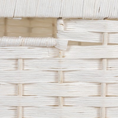 White Woven Paper Rope 3-Drawer Storage Chest with Top Shelf