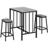 Monarch Specialties Dining Set 3pcs Set Counter Height 36 in Rectangular Small Kitchen Grey Laminate Black Metal Contemporary Modern - 3 of 3