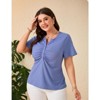 Coolmee Women Plus Size V Neck Button Blouse Short Sleeves Summer Comfy Lightweight Casual Tunic Tops - 4 of 4