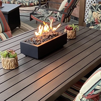 WORTH Tabletop Fire Pit Portable Ethanol Table Top Firepit 16 L. Smokeless  Clean Black Steel Rectangular Fireplace w/Volcanic Rock, Roasted  Marshmallows Atmosphere Fireplace for Indoor Outdoor 