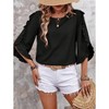 Coolmee 3/4 Length Sleeve Womens Tops Ruffles Sleeve T Shirts Crew Neck Dressy Casual Tunic Blouses - 3 of 4