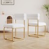 Gulches White Teddy Fabric Curved Back Dining Chair Set of 2 Gold Iron Legs Modern Medieval Minimalist Kitchen Dining Room Chairs Thick Cushion - 4 of 4