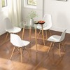 Tangkula 5 PCS Dining Table Set Tempered Glass Table 4 Chairs w/ Beech Wood Leg Kitchen - 3 of 4