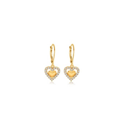 Chanteur Hypoallergenic Kids Jewelry Accessories Heart Yellow CZ Yellow Gold Brass Plating Earrings leverback is made from 925 Sterling silver