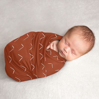 Image of Sweet Jojo Designs Gender Neutral Swaddle Baby Blanket Diamond Tuft Orange and Ivory